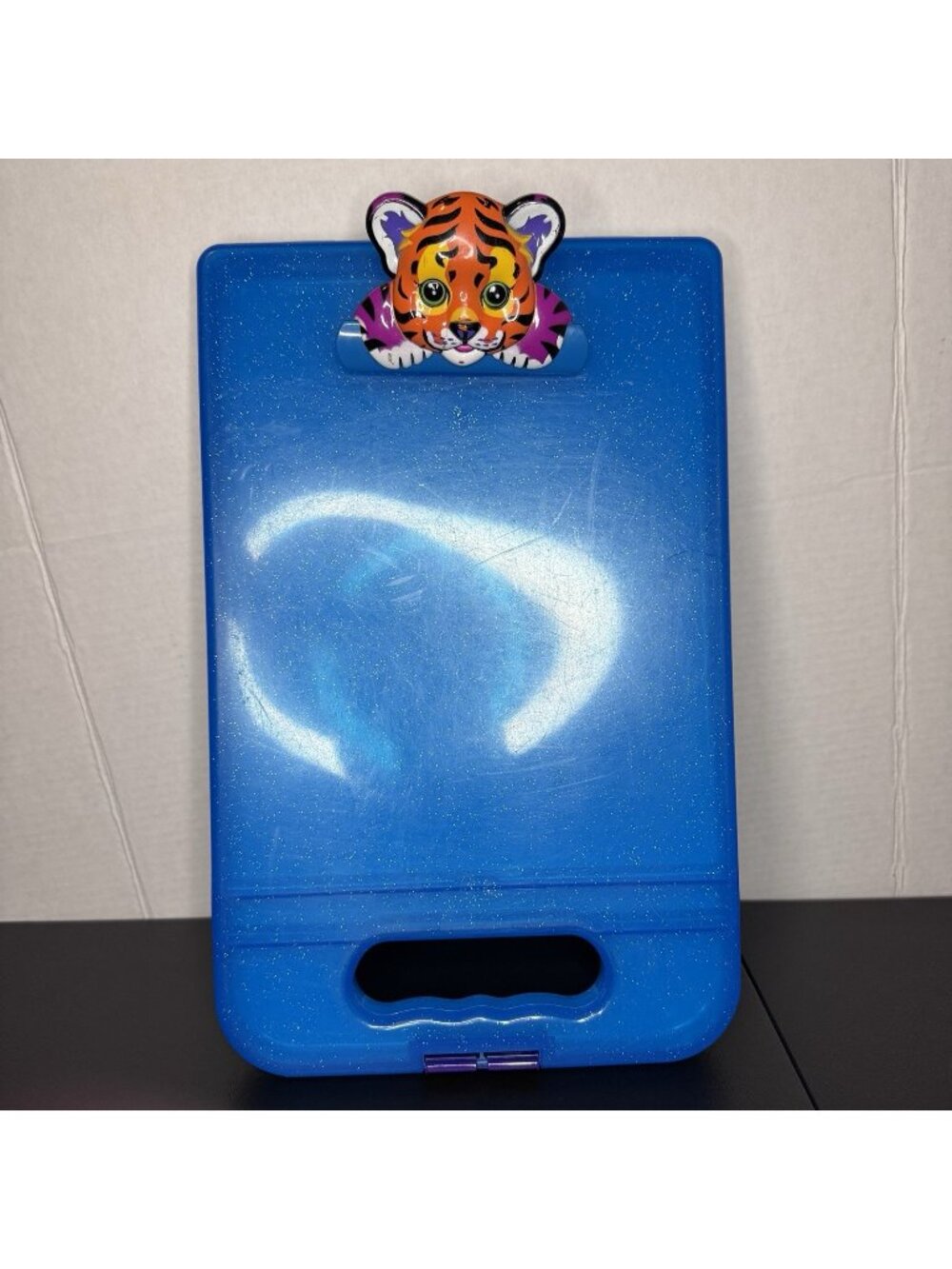 Vintage Lisa Frank "Hunter" Tiger Cub Rainbow Blue Glitter Clipboard